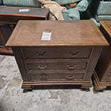 Dark Wood 3 Door Nightstands (Pair)