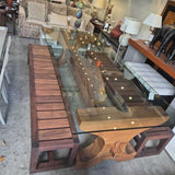 Ornate Balinese Large Glass Dinning Table