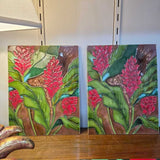 Ceramic Tropical Red Ginger Tiles Set Of 4