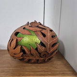 Artisan Decorative Gourd with Leaf Cutouts