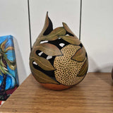 Handcrafted Decorative Gourd with Leaf Design