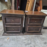 Pair of Two Vintage Wooden Nightstand with Two Drawers