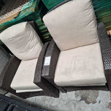 Pair Outdoor Wicker Recliner Club Chairs