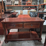 Vintage Wood Console Table With Two Drawers