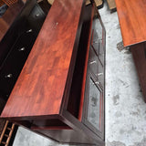 Wooden Console Table with Glass Doors