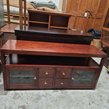 Wooden Console Table with Glass Doors