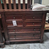 Espresso Finish 6 Drawer Dresser With Silver Tone Knobs