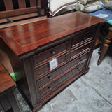Espresso Finish 6 Drawer Dresser With Silver Tone Knobs