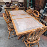 Oak Dining Table with Six Chairs