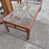 Vintage Rattan Coffee Table with Glass Top