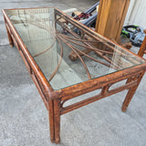 Vintage Rattan Coffee Table with Glass Top