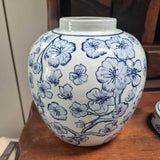 Chinese Blue and White Porcelain Jar with Floral Motif