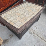 Wicker Coffee Table with Tile Top