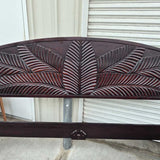 Carved Wooden Headboard Monstera Leaves With Side Board And Slats