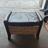 Woven Storage Ottoman with Leather Top
