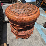 Vintage Woven Rattan Side Table