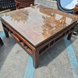 Wooden Coffee Table with Glass Top