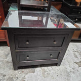 Black Nightstand with Drawers Pair