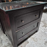 Black Nightstand with Drawers Pair