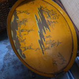 Vintage Mid-Century Two-Tiered Side Table with Yellow and Black Design