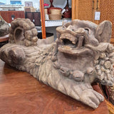 Carved Wooden Lion Statue Foo Dog