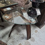 Pie shape Glass Top Side Table