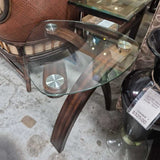 Pie shape Glass Top Side Table