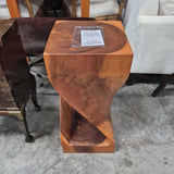 Sculptural Solid Wood Side Table