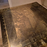 Engraved Brass-Clad Asian Storage Chest