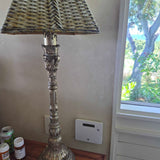 Pair Of Ornate Table Lamps With Woven Shades