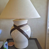 Elegant White Ceramic Table Lamp with Fabric Shade