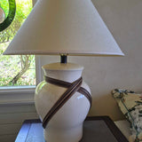 Elegant White Ceramic Table Lamp with Fabric Shade