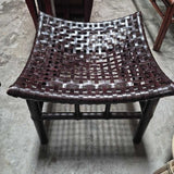 Woven Leather Ottoman