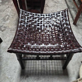 Woven Leather Ottoman