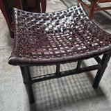 Woven Leather Ottoman
