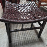 Woven Leather Ottoman