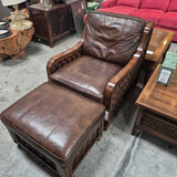 Tommy Bahama Leather Chair and Ottoman