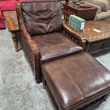 Tommy Bahama Leather Chair and Ottoman