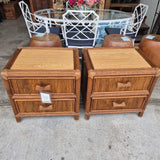 Pair Of Vintage Rattan Bamboo Nightstands