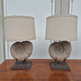 Fossil Ammonite Table Lamps Pair