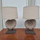 Fossil Ammonite Table Lamps Pair