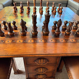 Wooden Game Table with Chess and Checkers