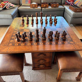 Wooden Game Table with Chess and Checkers