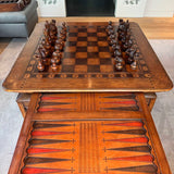 Wooden Game Table with Chess and Checkers