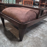 Coffee Table with Glass Top and Brown Cushions