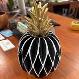 Wooden Gold And Black Painted Pineapple