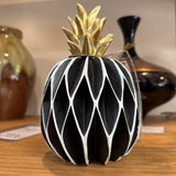 Wooden Gold And Black Painted Pineapple