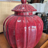 Modern Glazed Red Ceramic Jar