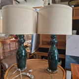 Modern Green Table Lamps Pair