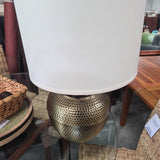 Hammered Brass Table Lamp with White Shade
